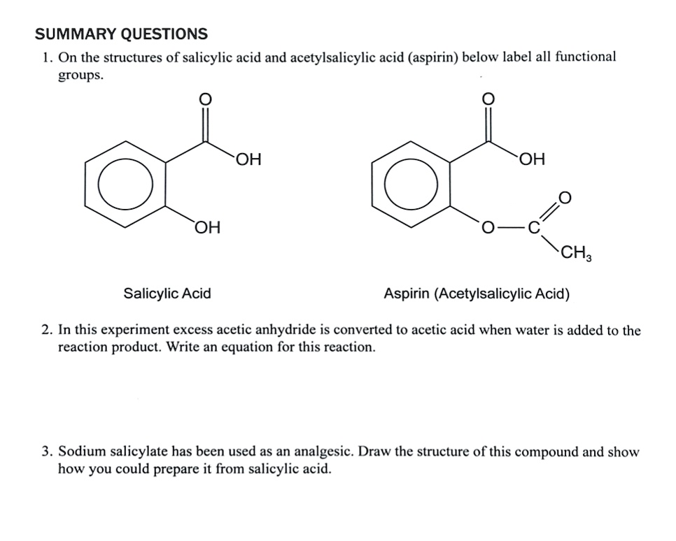 SOLVED SUMMARY QUESTIONS On the structures of salicylic acid and