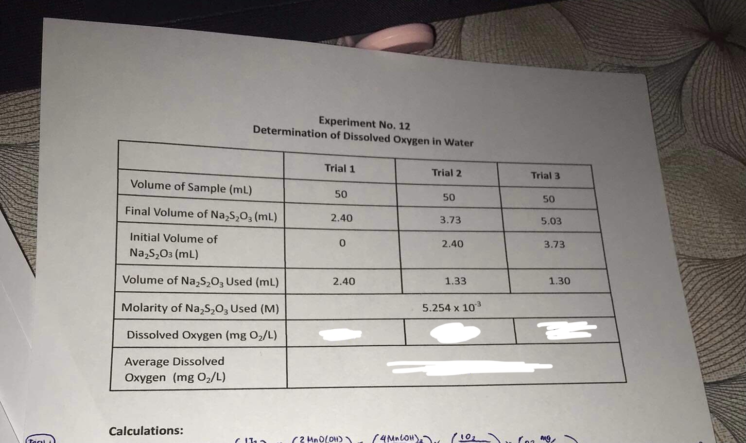 SOLVED Experiment No, 12 Determination of Dissolved Oxygen in Water