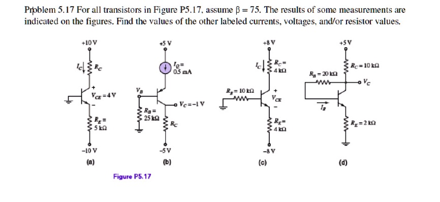 Problem 5.17 For all transistors in Figure P5.17, assume β = 75. The ...