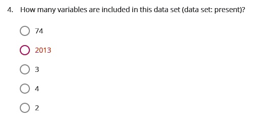 How many variables are included in this data set (data set: present)? 2013