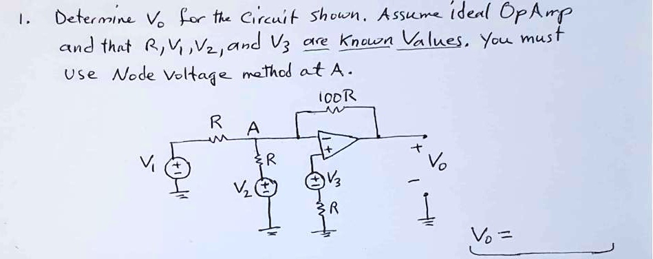 SOLVED: Determine Vo for the circuit shown. Assume ideal Op Amp and ...