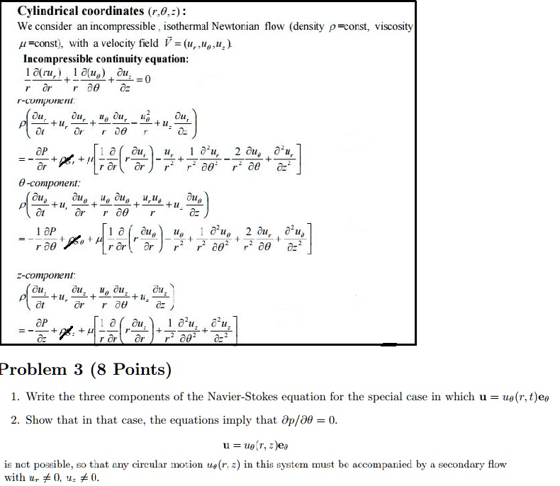 SOLVED: Text: Fluid Dynamics: Problem 3a, 3b Background: Consider the ...