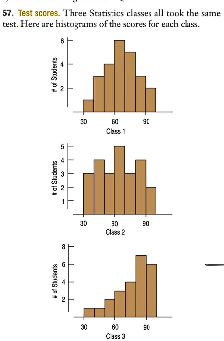 SOLVED: 57. Test scores. Three Statistics classes all took the same ...