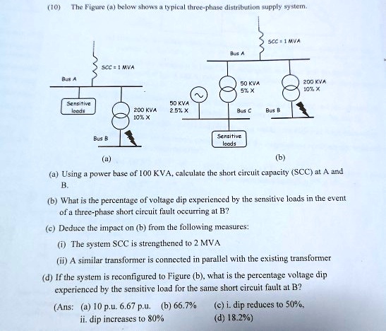 (10) The Figure (a) below shows a typical three-phase distribution ...