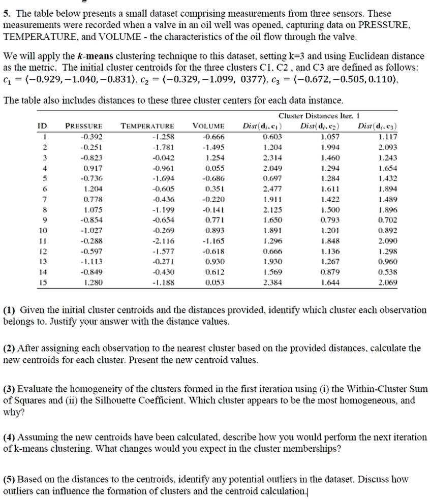 SOLVED: 5. The table below presents a small dataset comprising ...