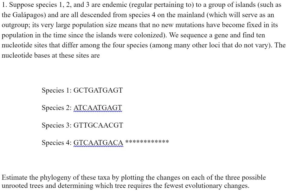 Suppose Species 1 2 And 3 Are Endemic Regular Pertai Itprospt