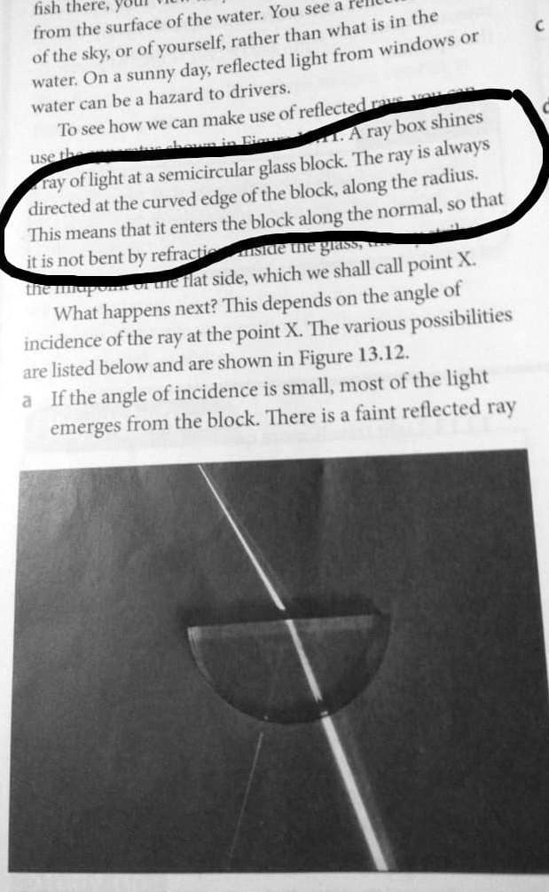 CAMBRIDGE IGCSE QUESTION Why doesn't light get refracted when it