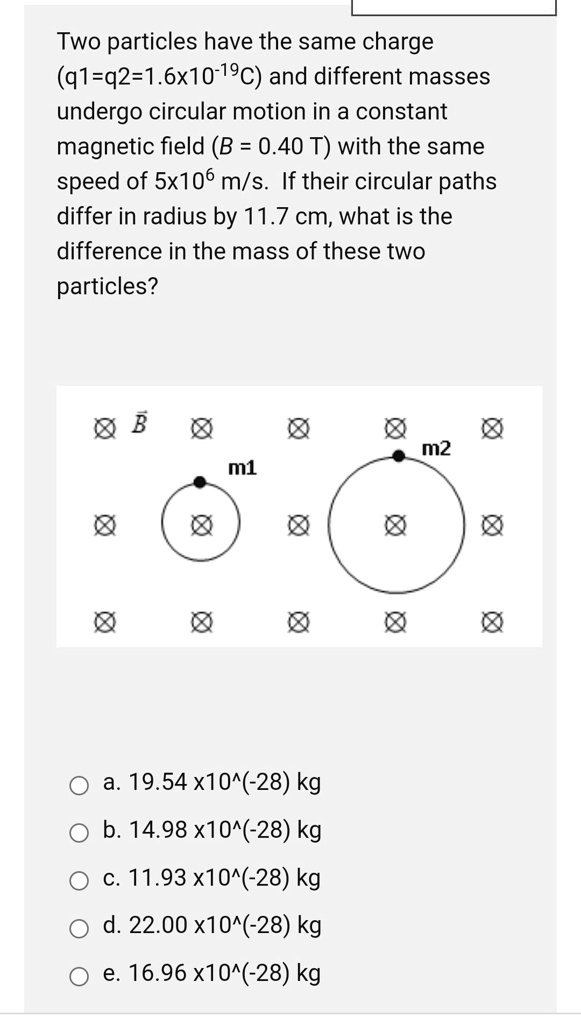 SOLVED Two particles have the same charge (q1=q2=1.6x10^19C) and