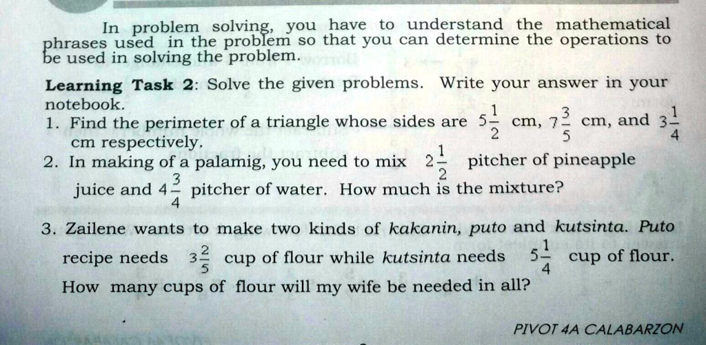 solve the given problems learning task 2