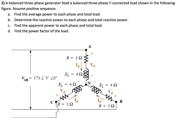 2) A balanced three-phase generator feed a balanced...