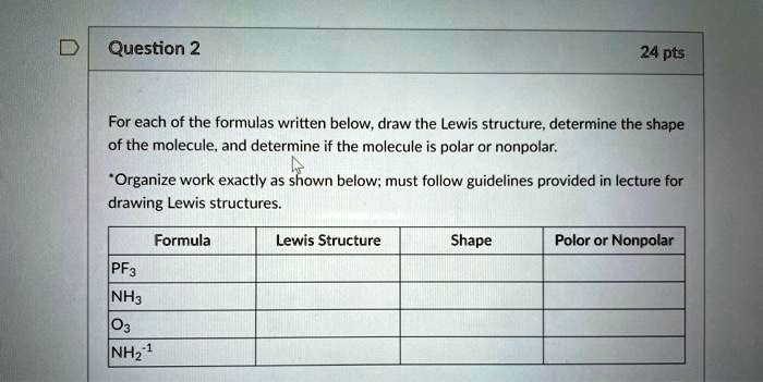 question 2 24 pts for each of the formulas written below draw the lewis ...