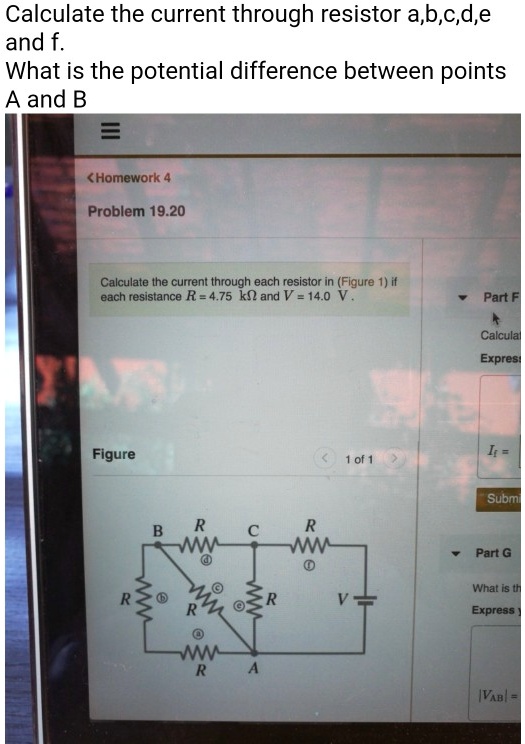 Solved Calculate The Current Through Resistor Abcde And F What Is The Potential Difference 9430