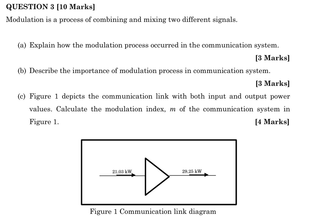 question 3 10 marks modulation is a process of combining and mixing two ...