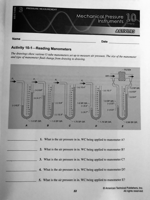 SOLVED Mechanical Pressure LO Instruments ACTIVITIES Name Date