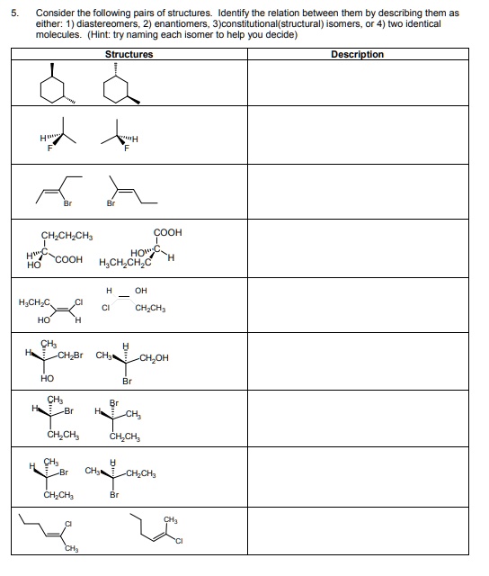 SOLVED:Consider the following pairs structures Identify the relation ...