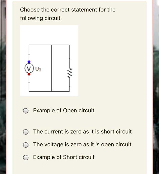 SOLVED: Choose the correct statement for the following circuit U3 ...