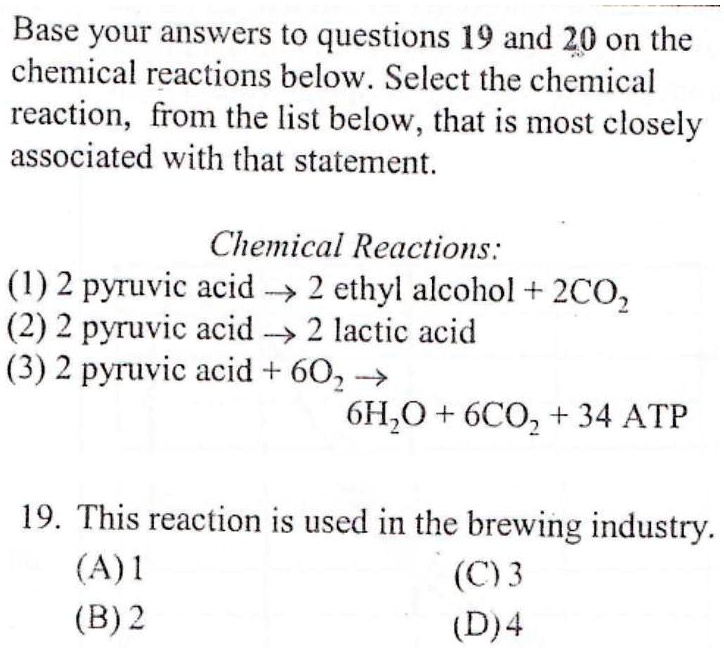 SOLVED 'This reaction is used in the brewing industry. See image. Base