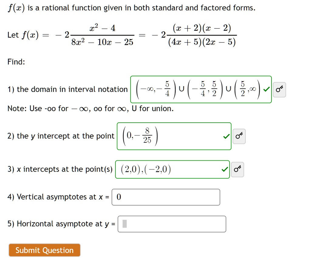 Solved F Z Is A Rational Function Given In Both Standard And Factored Forms 22 5 4 2 8x2 10x 25 X 2 X 2 2 4x 5 2x 5 Let