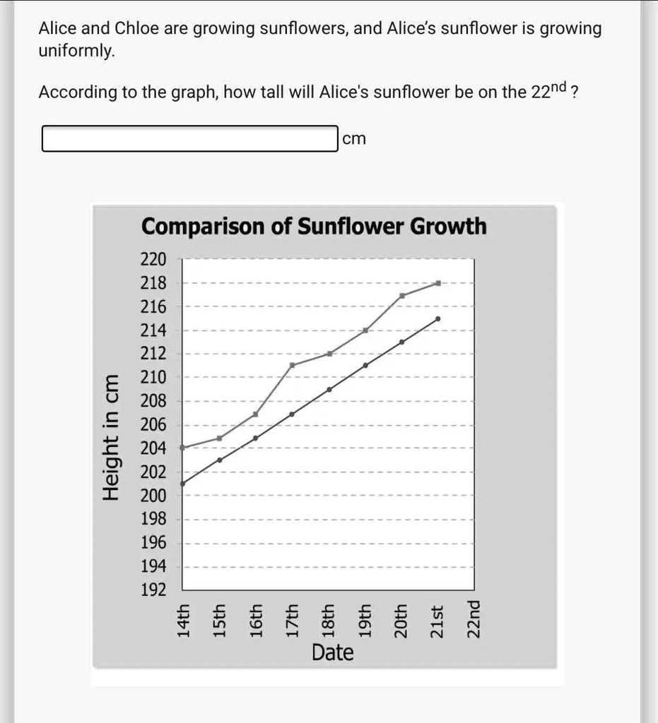 Alice and Chloe are growing sunflowers, and Alice's sunflower is ...