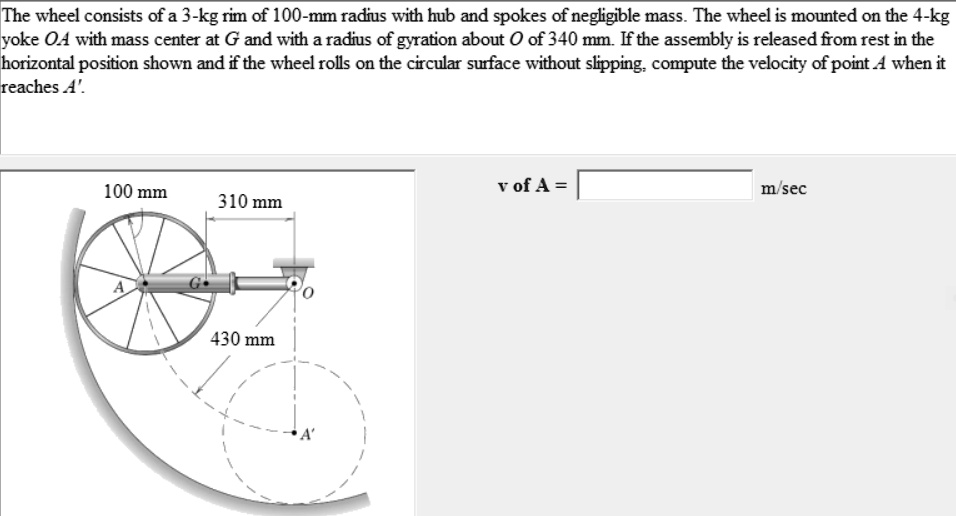 SOLVED: The wheel consists of a 3-kg rim of 100-mm radius with a hub ...
