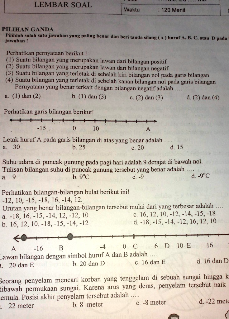 SOLVED: Lawan Bilangan Dengan Simbol Hufuf A Dan B Adalah LEMBAR SOAL ...