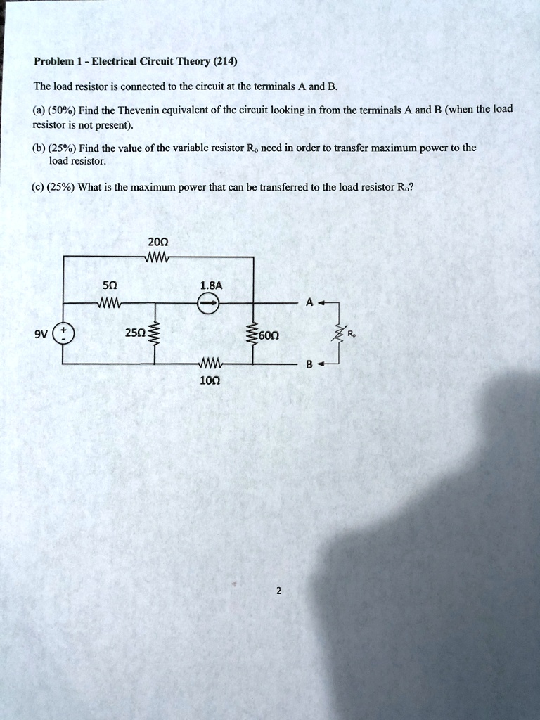 Problem [Electrical Circuit Theory (214)] The load resistor is ...