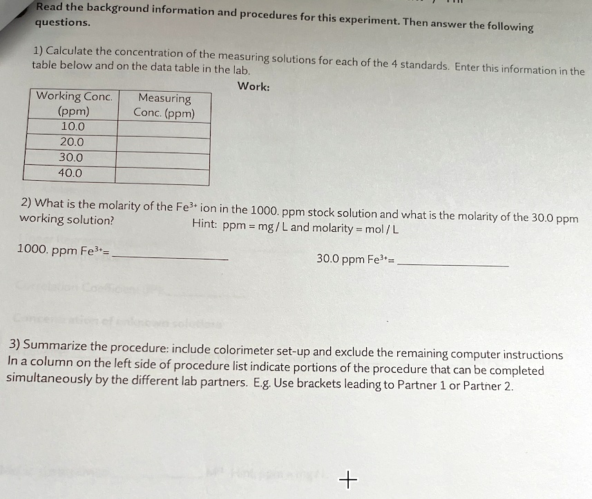 SOLVED Lab 3 Green Chemistry Beer's Law Preparation of standard