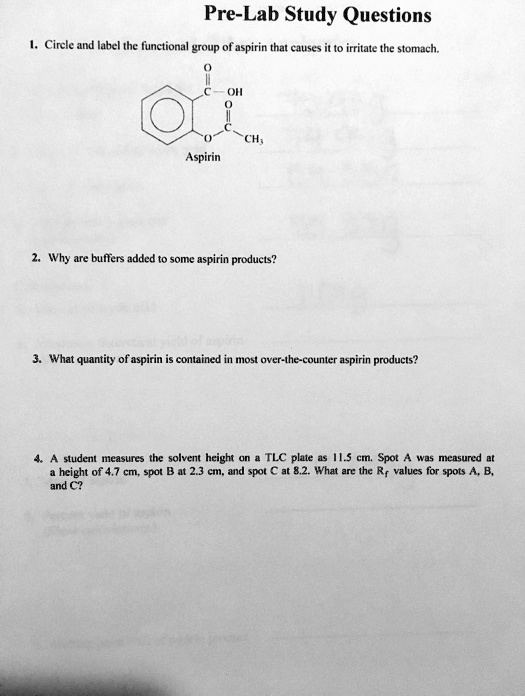 SOLVED PreLab Study Questions Circle and label the functional group