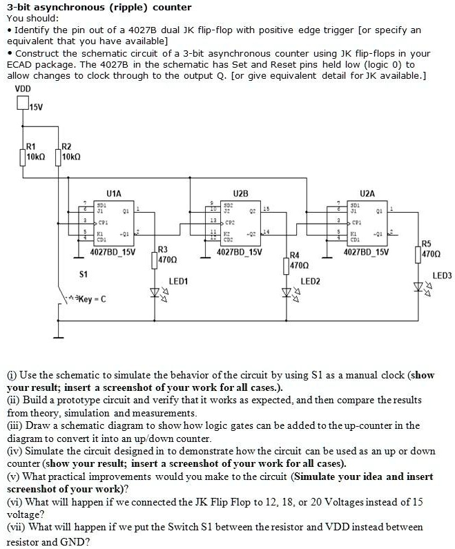 SOLVED: 3-bit asynchronous (ripple) counter You should: - Identify the ...