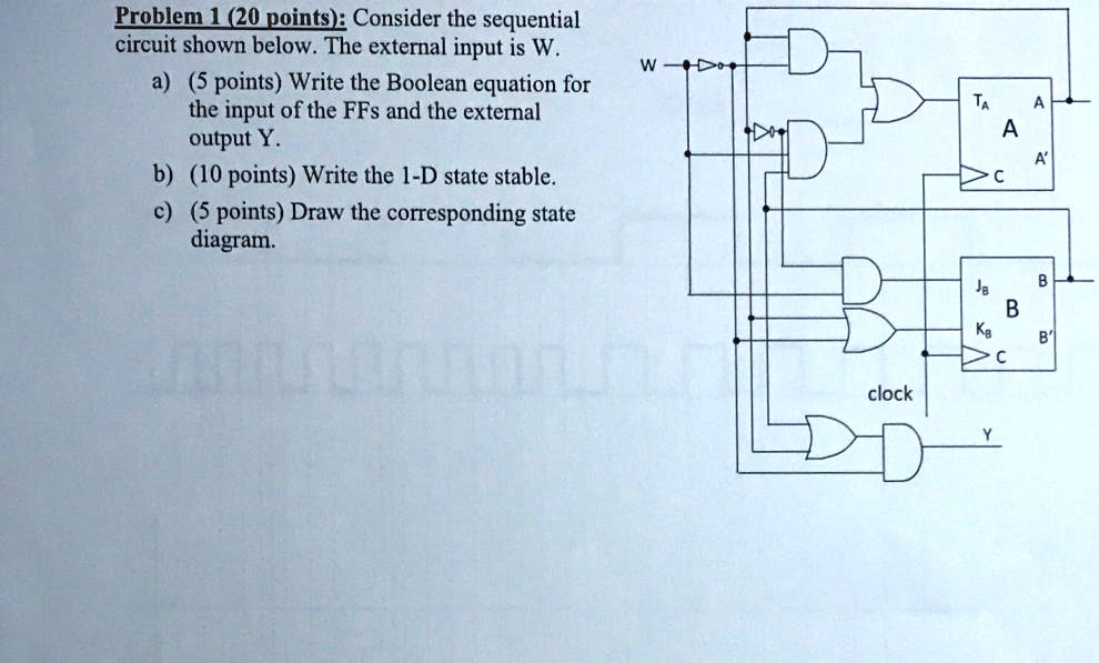 SOLVED: Problem 1 (20 points): Consider the sequential circuit shown ...