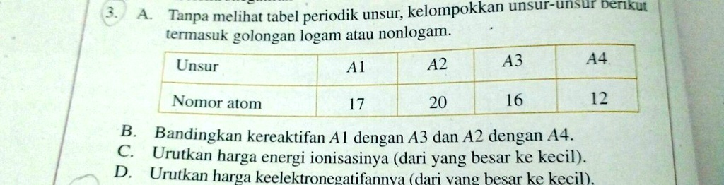 SOLVED: Ada Yang Bisa Bantuin Ga Tanpa Melihat Tabel Periodik Unsur ...