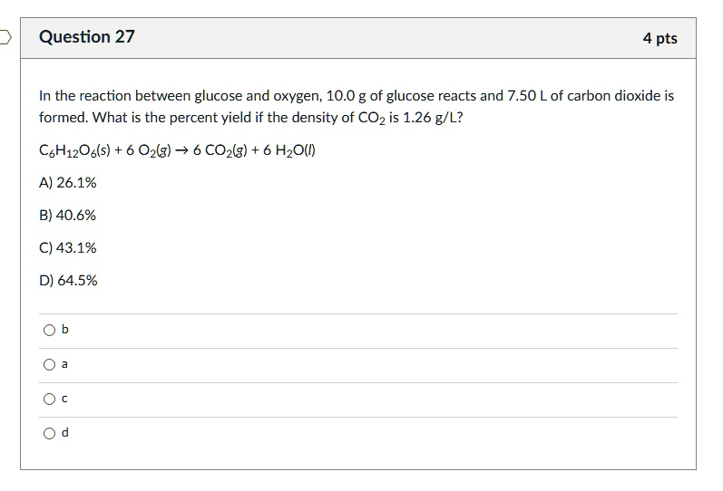 SOLVED: In the reaction between glucose and oxygen, 10.0 g of glucose