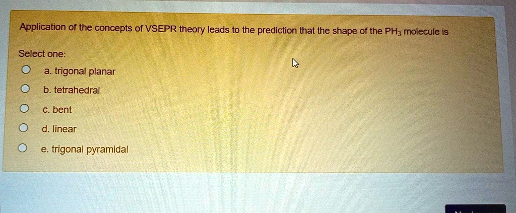 Solved Application Of The Concepts Of Vsepr Theory Leads To The