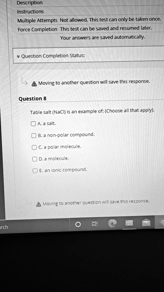 SOLVED Table salt (NaCl) is an example of (Choose all that apply) A