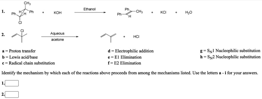 Solved:ch; Ethanol Koh Ch3 Kci Ho Aqueous Acetone Hci Proton Transfer B 