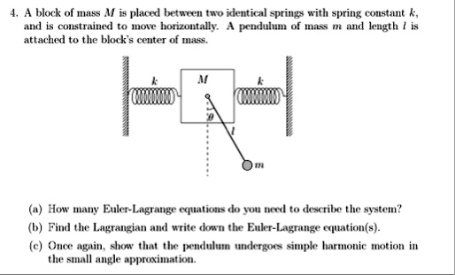 4 a block of mass m is placed between two identical springs with spring ...