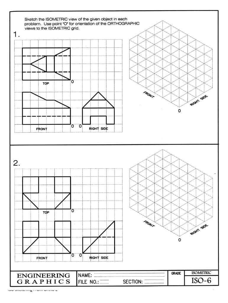 Solved: Sketch The Isometric View Of The Given Object In Each Problem 