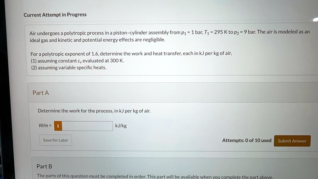 SOLVED Texts Current Attempt in Progress Air undergoes a polytropic