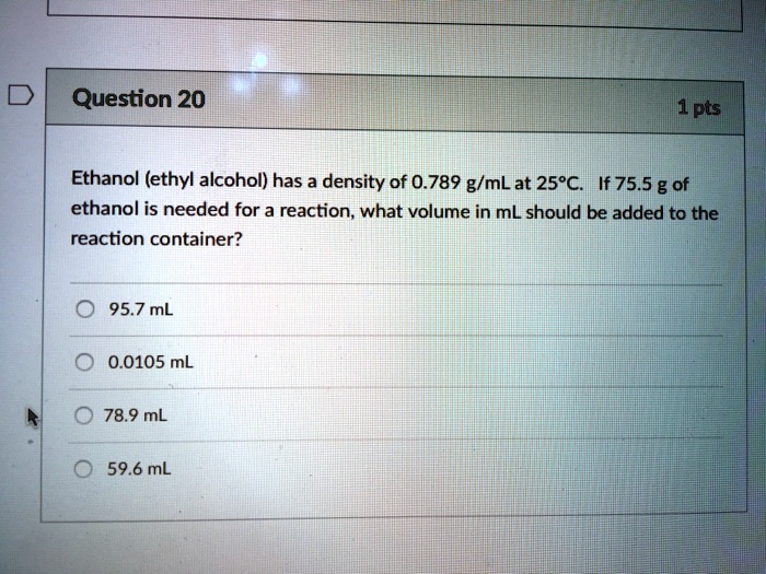 density of ethyl alcohol g ml