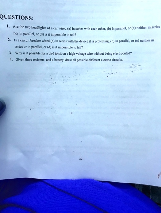 SOLVED QUESTIONS Are the two headlights of car wired () in serics