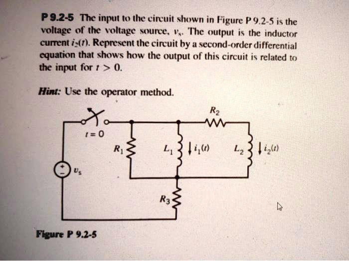 SOLVED: P 9.2-5 The input to the circuit shown in Figure P9.2-5 is the ...