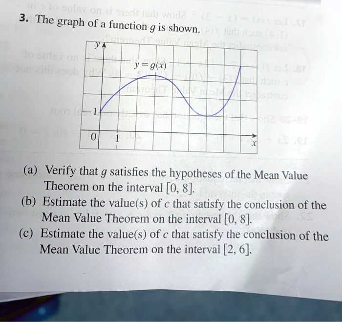 I2 D9u1 1 3 The N Graph Of A Function G Is Shown Y Gx I A Verify That G Satisfies The Hypotheses 4098