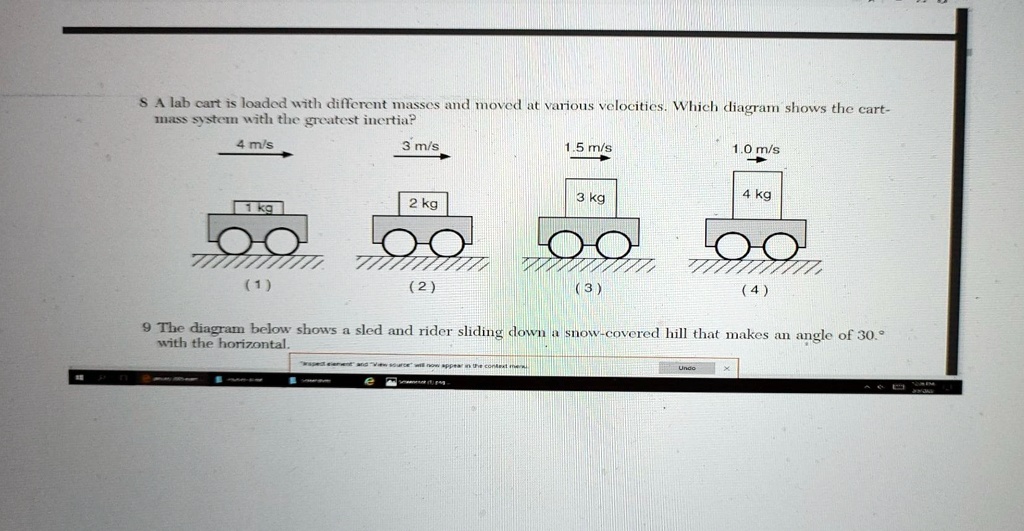 SOLVED A lab cart is loaded with different masses and moved at various