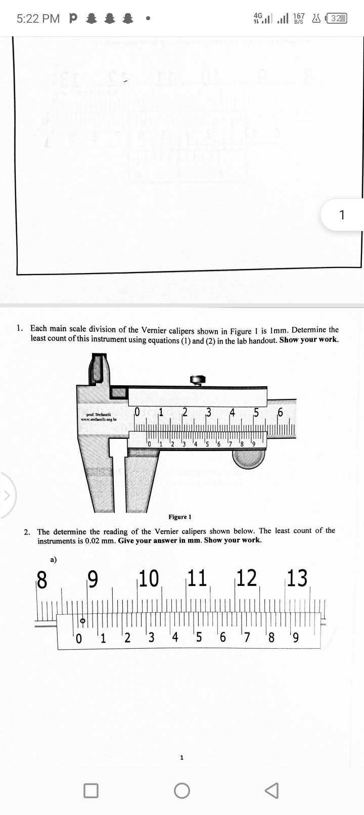 1 1. Each main scale division of the Vernier calipers shown in Figure 1