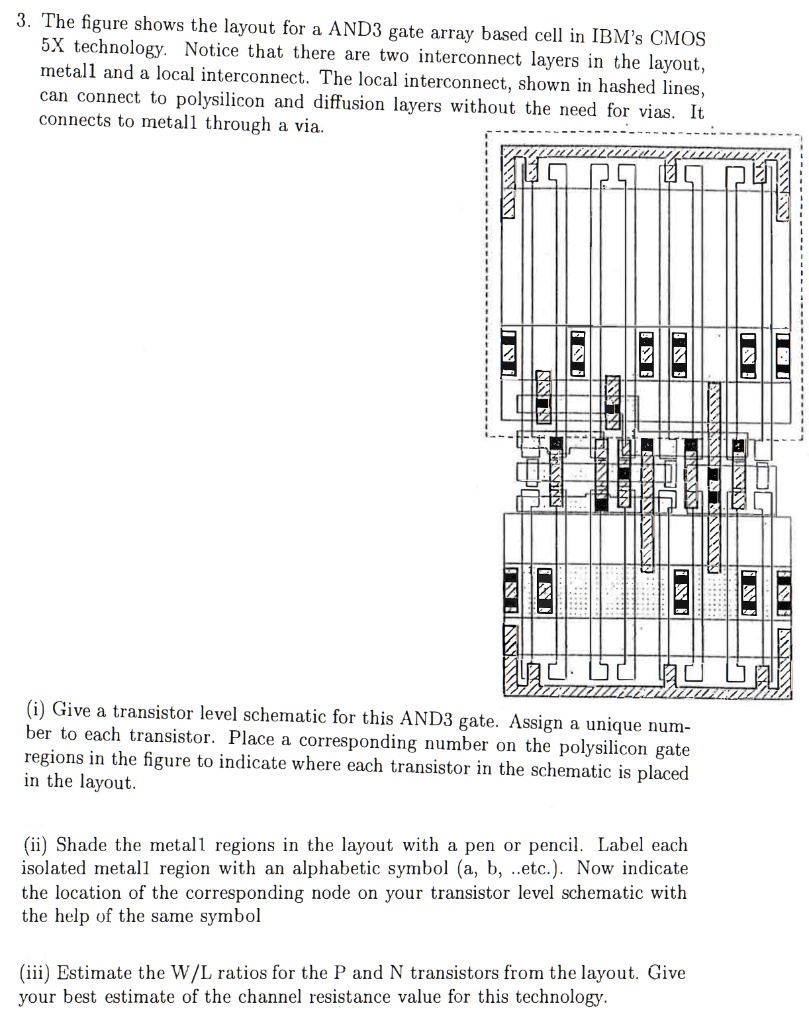 SOLVED: 3. The figure shows the layout for a AND3 gate array based cell ...
