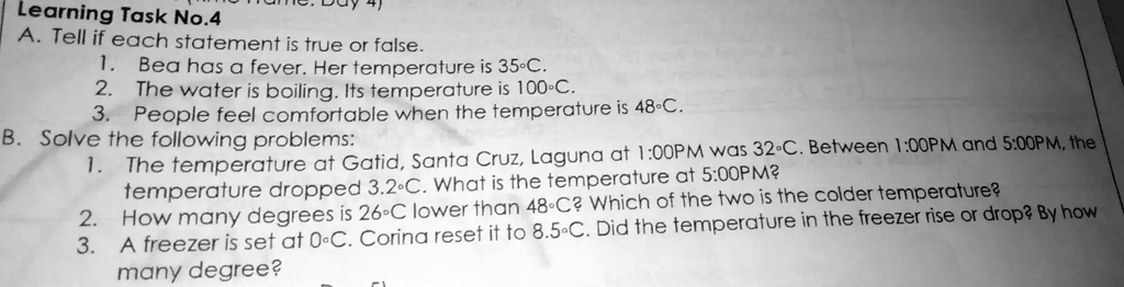 SOLVED Learning Task No 4 True Or False Statements And Temperature solved-learning-task-no-4-true-or-false-statements-and-temperature