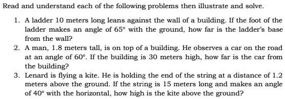 Ladder Problems Examples Solved Problems SOLVED: Read and understand cach of the following problems then ...