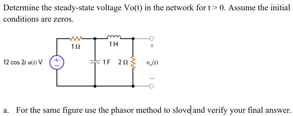 determine the steady state voltage vot in the network for t 0 assume ...