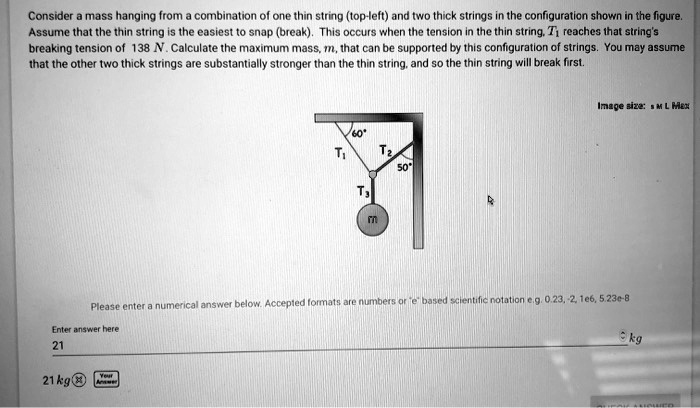 Solved Consider a mass hanging from a combination of one