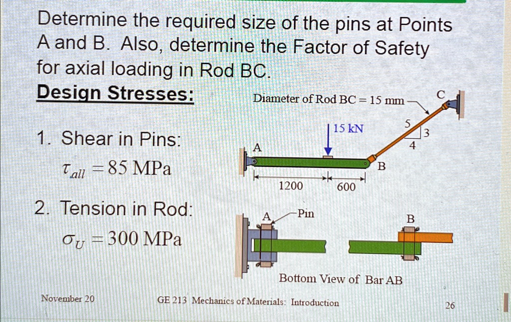 determine the required size of the pins at points a and b also ...